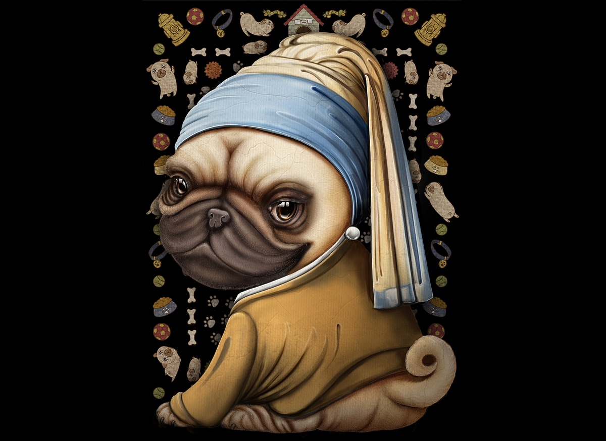 Pug with a Pearl Earring