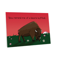 Bison card front with two cartoon bison in a meadow (Secondary image) View 2