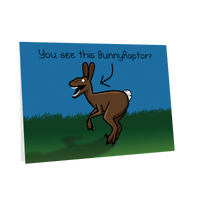 BunnyRaptor card front: a cartoon bunny-raptor hybrid on grass (Secondary image) View 2