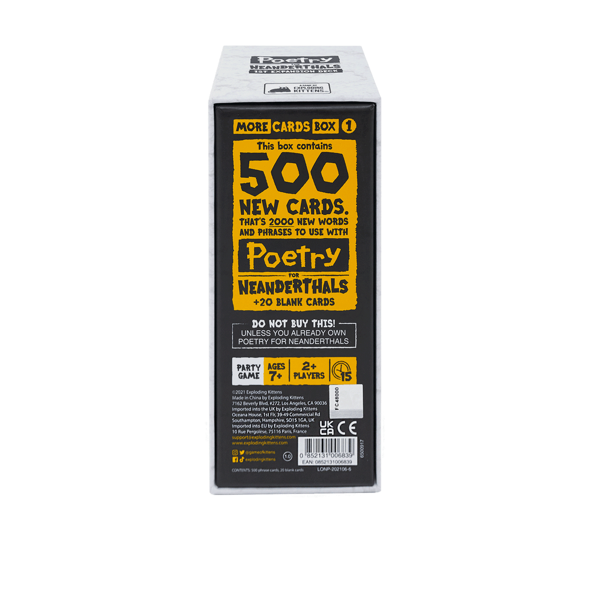 Poetry for Neanderthals Expansion More Cards Box 1 | Expansion Pack ...