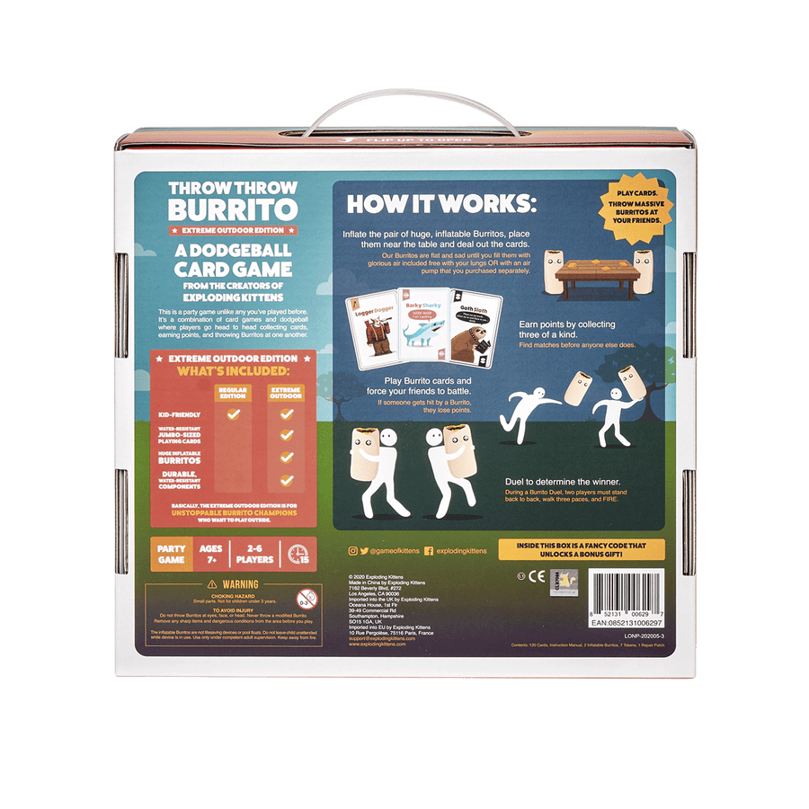 Throw Throw Burrito Extreme Outdoor Edition Outdoor Card Game Exploding Kittens